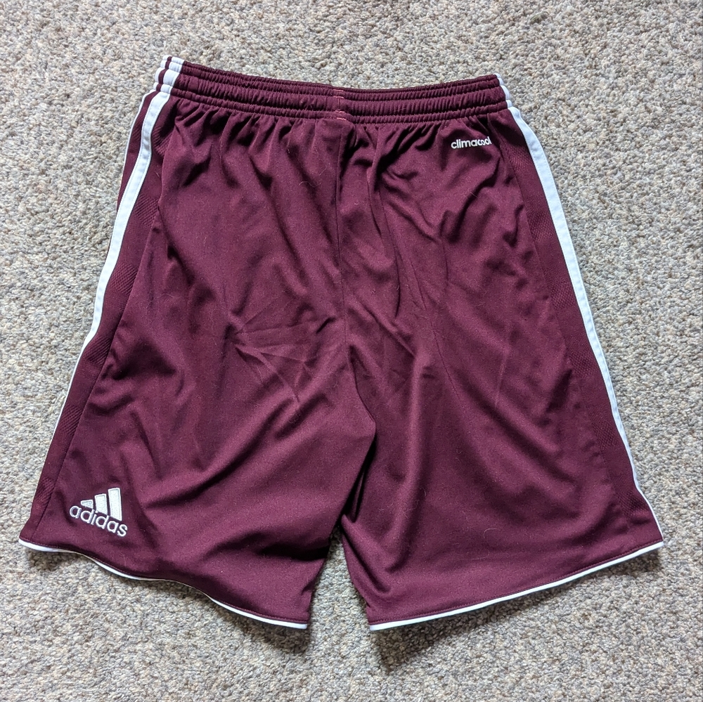Burgundy 5 inch Athletic Shorts with White Stripes